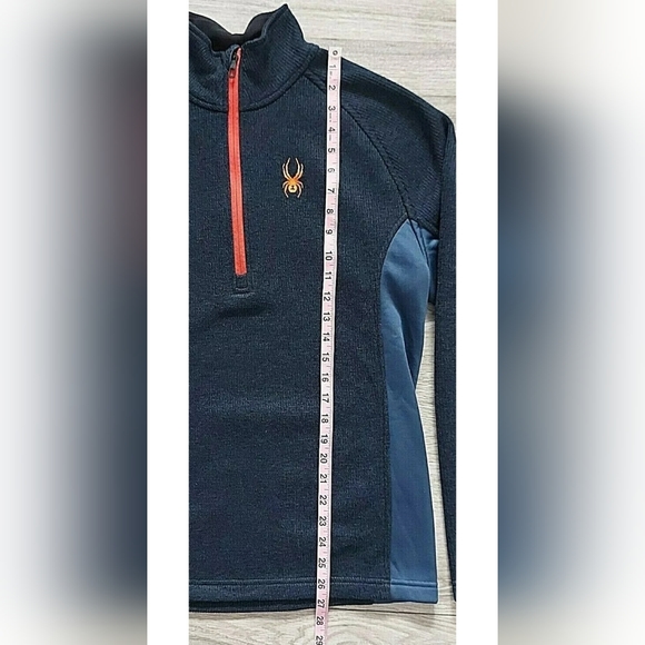 Spyder Mens Outbound 1/4 Zip Pullover Fleece Lined Sweater Medium Navy - Picture 3 of 6